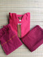 Handloom chetti nadu  cotton Maternity 3 pc chudidhar set [ Top with center zip, pant and dupatta] - Pink
