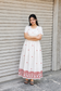 Handloom Jamdani - Maternity / Feeding - Maxi/Gown - Cotton Lining - Double side Zips - White and Red Butta