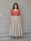 Raw silk Maternity Maxi/Gown in center zip - Festival Collection- Full cotton lining -Silver with red patola