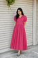 Prewashed handloom Cotton - Feeding/ Maternity Maxi/Gown - Cotton lining /Center zip -Collar Pink stripe