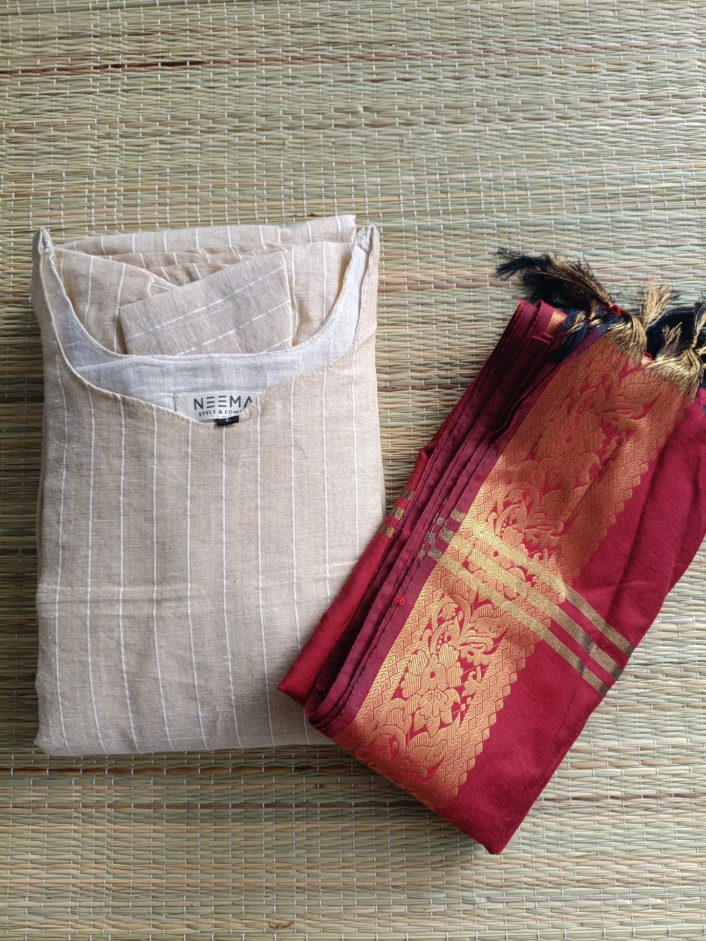 Silk Dupatta - Marron