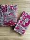 Block printed kalamkari cotton Maternity 2 pc chudidhar set [ Top with double side zip, and dupatta - Pink and sandal flower
