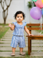 Girl baby dress / Cotton  / 2 pc set- Blue Stripe