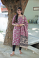 Block printed kalamkari cotton Maternity 2 pc chudidhar set [ Top with double side zip, and dupatta - Pink Flower