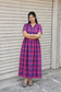 Madras checks Cotton - Feeding/ Maternity Maxi/Gown - Cotton lining /Center zip -pink