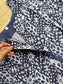 Cotton Maternity 3 pc chudidhar set [ Top with center side zip,  Pant and dupatta - White and navy blue