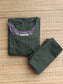 Prewashed pure Cotton checks / Maternity 2 pc Coordset [ Top with double side zip, and Pant] - Small checks Green