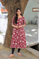 Block printed kalamkari cotton Maternity 2 pc chudidhar set [ Top with double side zip, and dupatta - Red flower