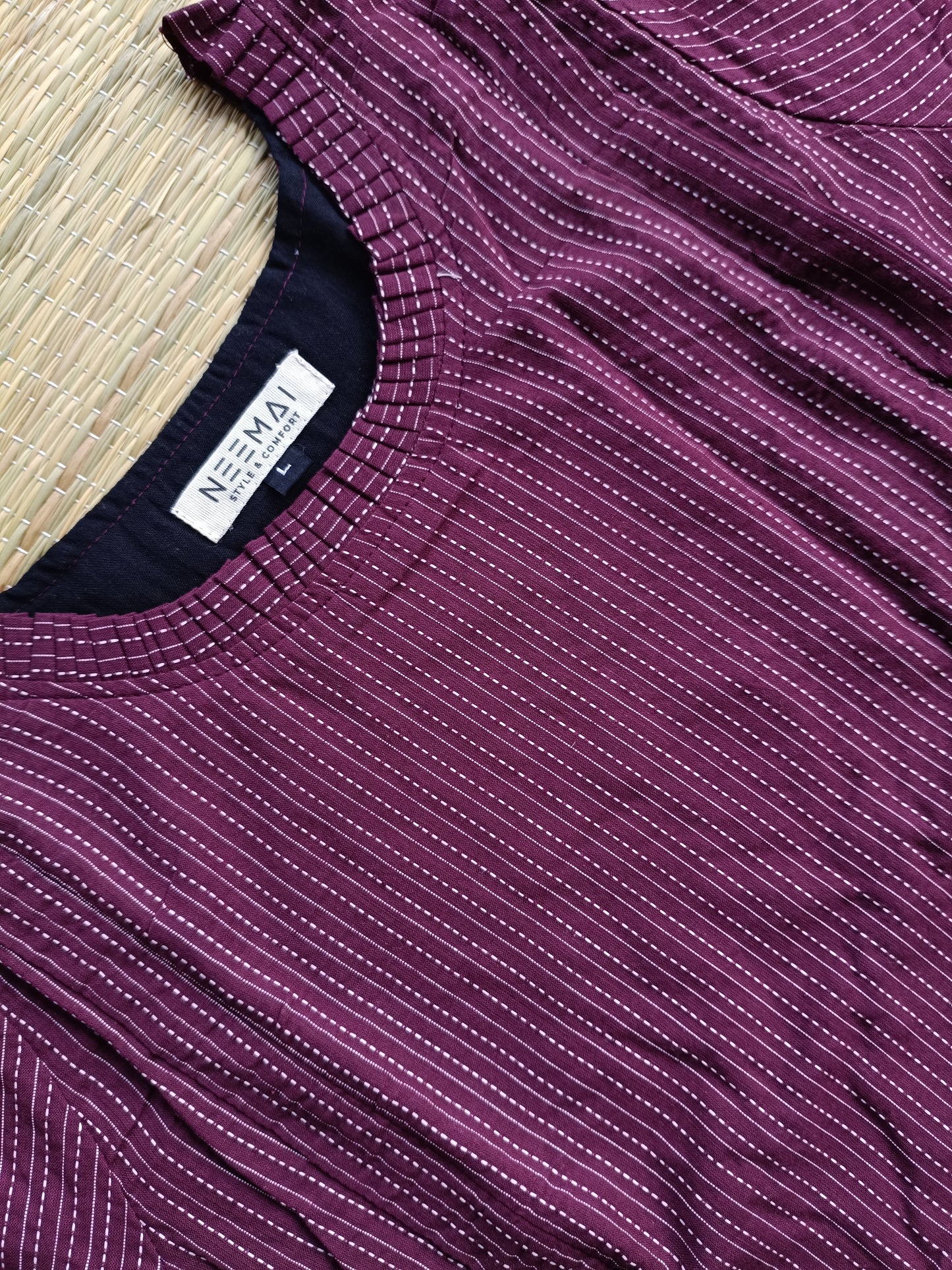 Cotton Maternity/Feeding Midi/Gown - Self plum -  Chest part lining - 43 inches