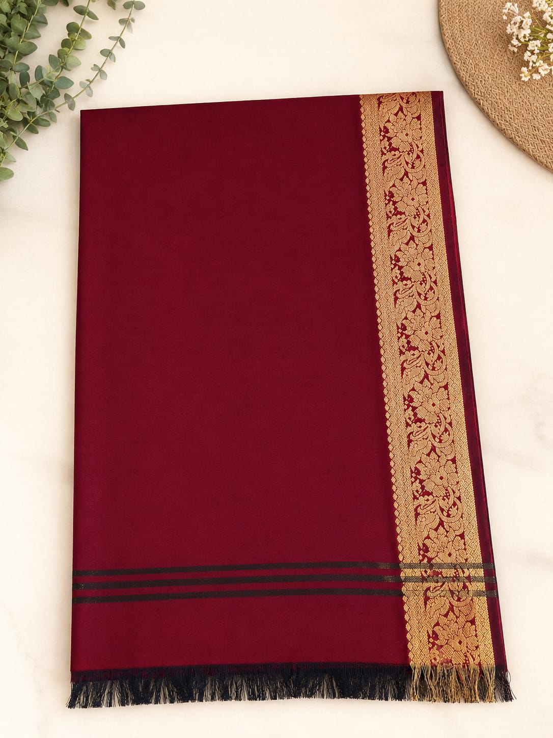 Silk Dupatta - Marron