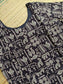 Block printed kalamkari cotton Maternity 2 pc chudidhar set [ Top with double side zip, and dupatta - Black fish