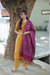 Maternity 3 pc chudidhar set [ Top with center zip, pant and dupatta] - mustard and purple