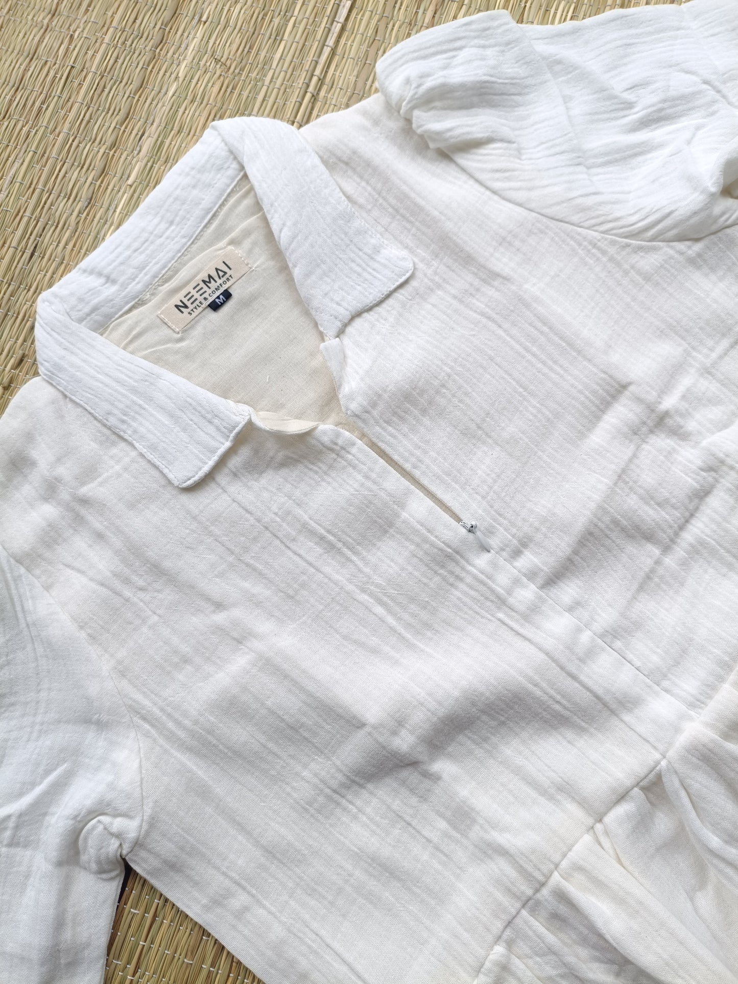 Baptism/Photoshoot Gown-  Premium Muslin -  Maternity/Center zip -  White muslim