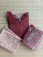 Block printed kalamkari cotton  3 pc chudidhar set [ Top with center zip, pant and dupatta] - Brown  Kalamkari