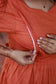 Chettinad Cotton -2 pc set -Maternity Maxi/Gown - Festival Collection -Full cotton lining- Double side zip with dupatta- Orange With multi color
