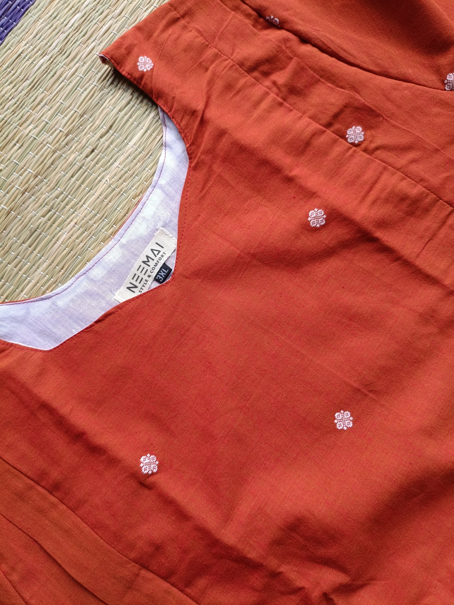 Handloom Jamdani - Maternity / Feeding - Maxi/Gown - Cotton Lining - Double side Zips - coffee brown
