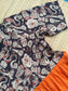 Cotton / Raw silk Maternity Maxi/Gown in center zip - Festival Collection- Full cotton lining - Drum with orange