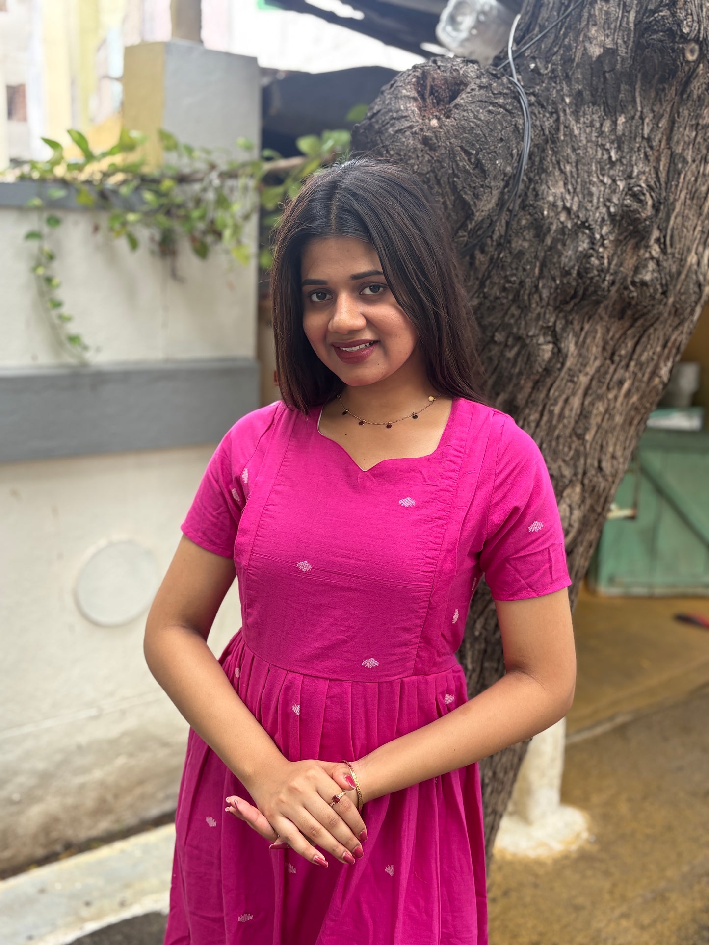 Prewashed Handloom Jamdani - Maternity / Feeding - Maxi/Gown -Full  Cotton Lining - Double side Zips - vadamalli