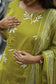 Cotton /Maternity 3 pc chudidhar set [ A line Top with double side zip, pant and dupatta] -Olive green ( No side open top)