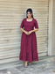 Premium Muslin- Feeding/ Maternity Maxi/Gown - Cotton lining /Double side zip - Maroon with white heart