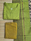 Pochampally sico set/ maternity 3 pc chudidhar set [ Top with center  zip, pand and dupatta - Light green