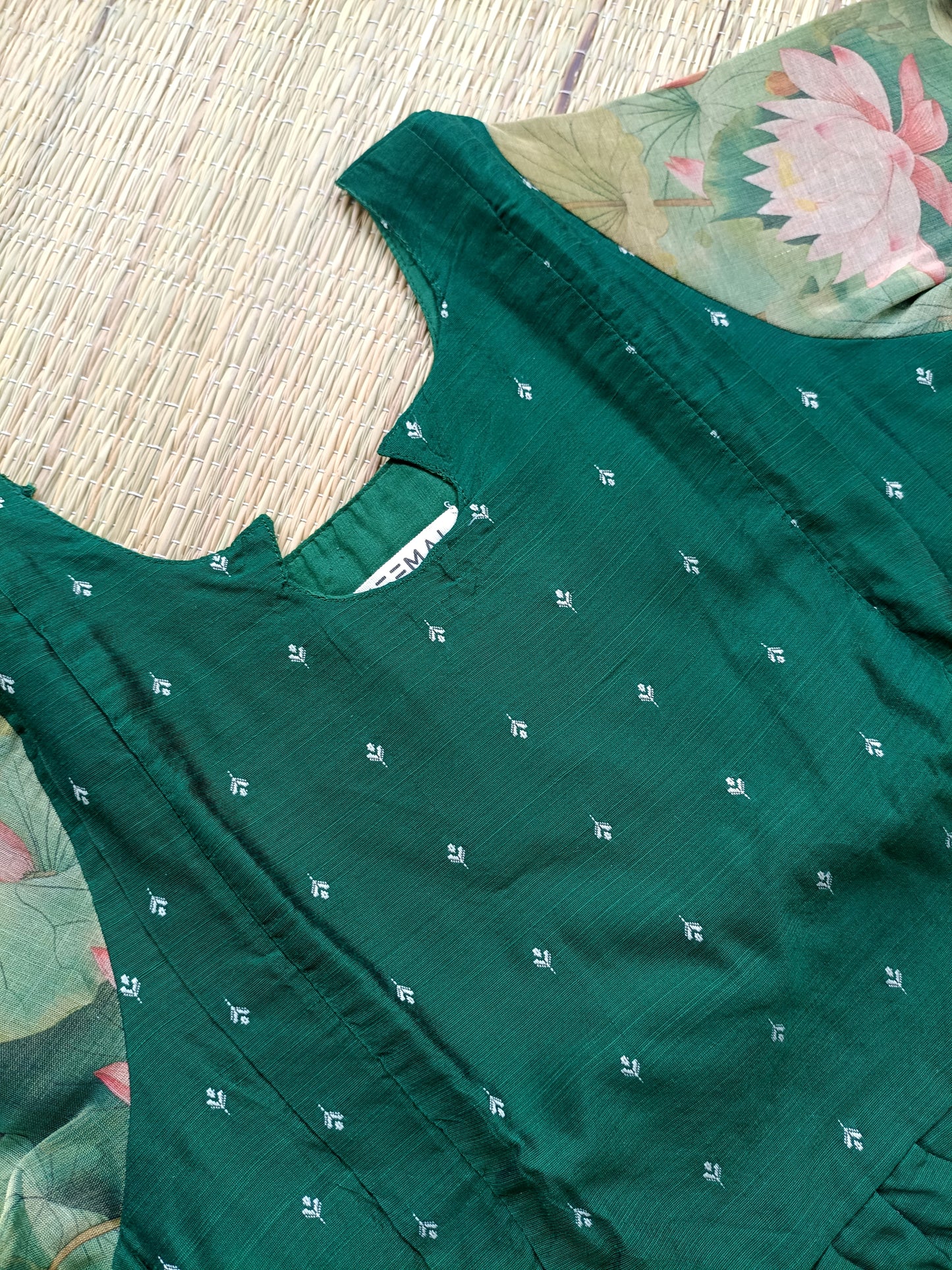 Raw Silk Maternity Feeding Gown/Maxi – Green| Double Side Zip