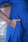 Raw silk Maternity 3 pc chudidhar set [ A line Top with center side zip,  Pant and dupatta - Blue checks (No Side open top)