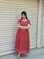 Handloom Jamdani - Maternity / Feeding - Maxi/Gown - Full Cotton Lining - Double side Zips - Solid Maroon checks