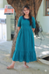 Mul Mul Cotton - Feeding/ Maternity Maxi/Gown - Cotton lining /Double side zip -     Blue Checks