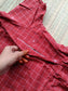 Handloom Jamdani - Maternity / Feeding - Maxi/Gown - Full Cotton Lining - Double side Zips - Solid Maroon checks