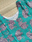 Block printed kalamkari cotton Maternity 2 pc chudidhar set [ Top with double side zip, and dupatta - Purple green elephant