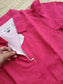Prewashed handloom Cotton - Feeding/ Maternity Maxi/Gown - Cotton lining /Center zip -Collar Pink stripe