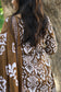 Cotton /Maternity 3 pc chudidhar set [ A line Top with double side zip, pant and dupatta] - Coffee brown with white ( No side open top)