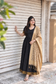 Chettinad Cotton -2 pc set -Maternity Maxi/Gown - Festival Collection -Full cotton lining- Double side zip with dupatta- Black and sandal