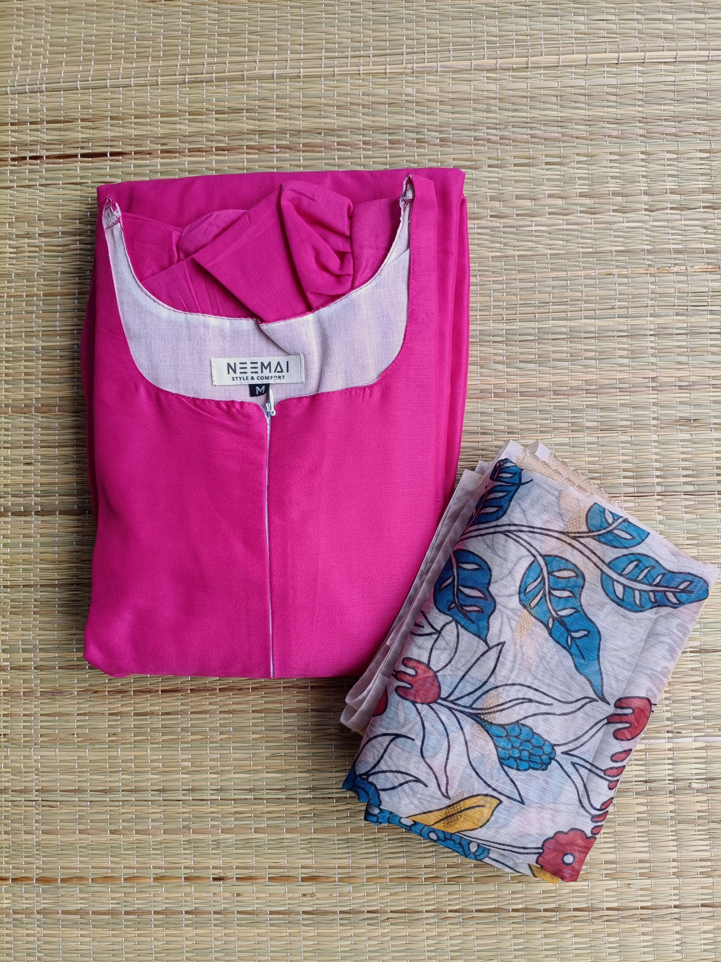 Butter silk 2 pc set -Maternity Maxi/Gown - Festival Collection -Full cotton lining-Center zip with dupatta- Pink