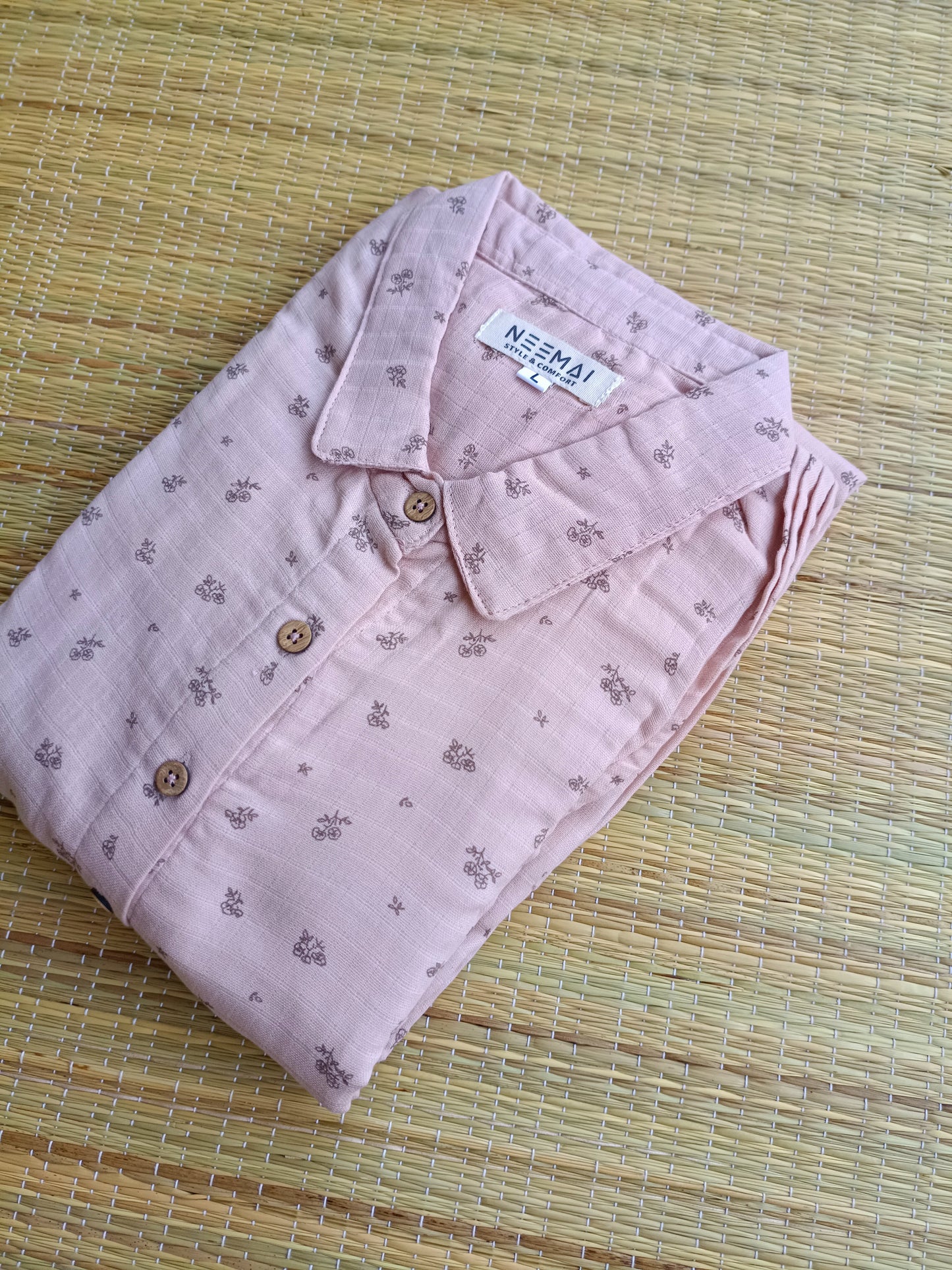 Muslin Collar A line Dress (Relaxed Fit)  – Blush pink|Front 4 Button Openable  Maternity & Feeding/Casual wear Dress