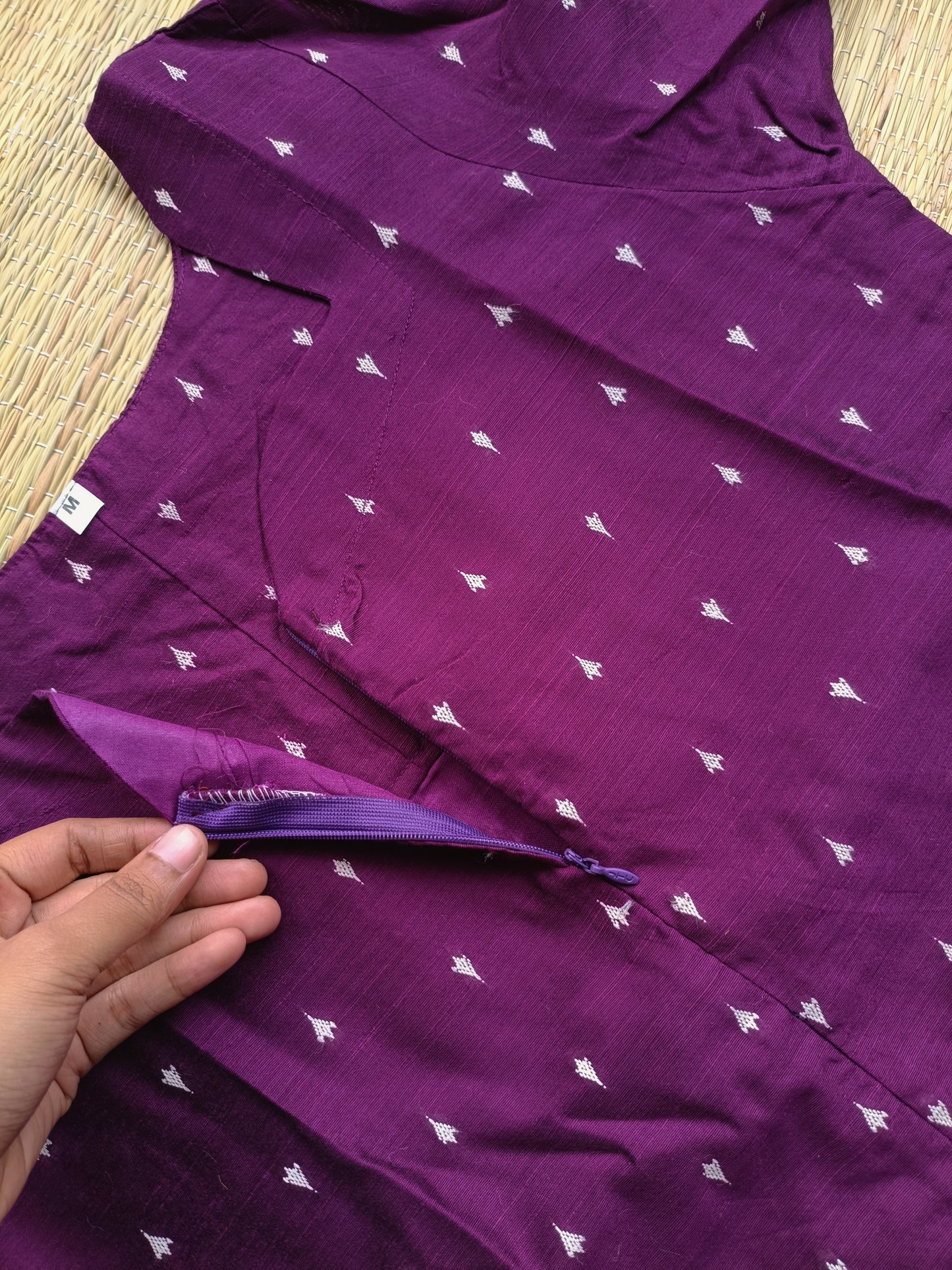 Raw Silk Maternity 3 Pc Chudidhar Set –  Violet (Center Zip, No Side Top)
