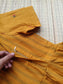 Handloom Cotton Maternity Feeding Gown/Maxi /Double Side Zip- yellow 3 green line
