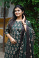 Cotton /Maternity 3 pc chudidhar set [ A line Top with double side zip, pant and dupatta] -Green ( No side open top)