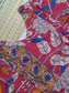 Block printed kalamkari cotton Maternity 2 pc chudidhar set [ Top with double side zip, and dupatta - Red Flower