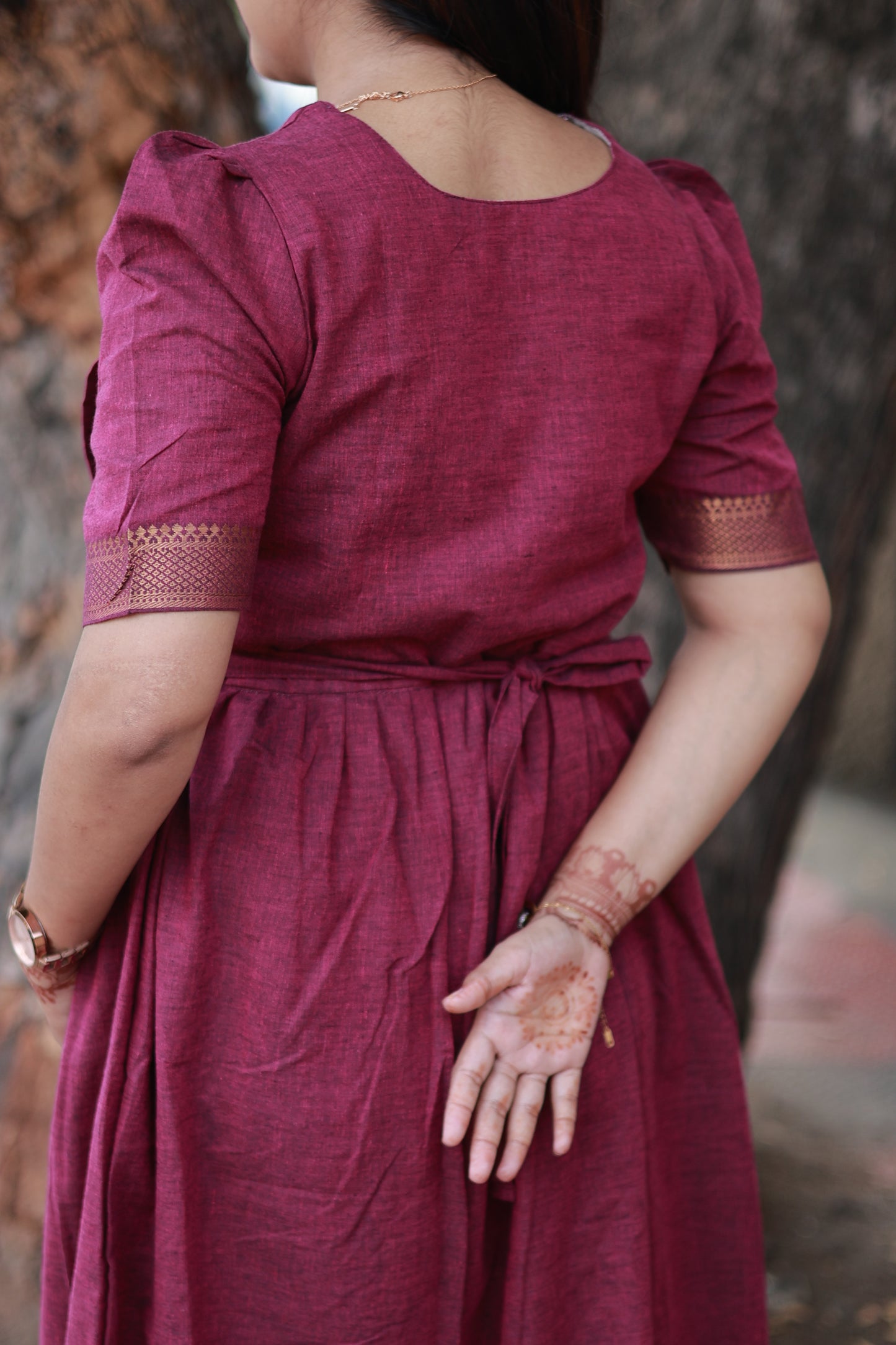 Chettinad Cotton -2 pc set -Maternity Maxi/Gown - Festival Collection -Full cotton lining- Double side zip with dupatta-Vaadamalli