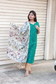 Raw silk Maternity 3 pc  festival kurti  set [ Top with center zip, pant and dupatta] - Peacock Green - Last pc in 2XL and 3XL