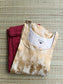 Raw silk Maternity Maxi/Gown in center zip - Festival Collection- Full cotton lining - Gold  with maroon