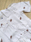 Premium  Muslin- Feeding/ Maternity Maxi/Gown - Cotton lining  / Center zip  -White with Teddy Bear