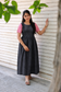 Kadhi silk - Double side zip  Maternity Maxi/Gown - Festival Collection - Navy stripe