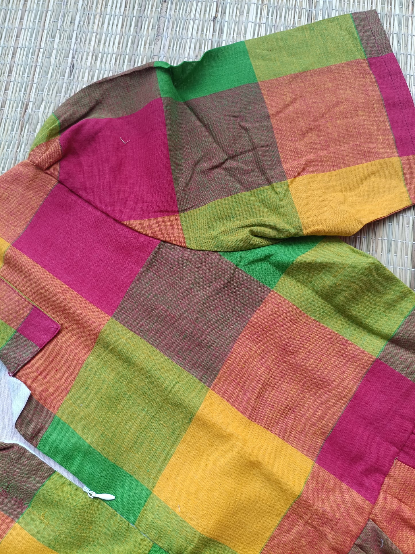 Madras checks Cotton - Feeding/ Maternity Maxi/Gown - Cotton lining /Center zip -Multi color