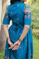 Handloom Jamdani - Maternity / Feeding - Maxi/Gown - Cotton Lining - Center Zip-Blue