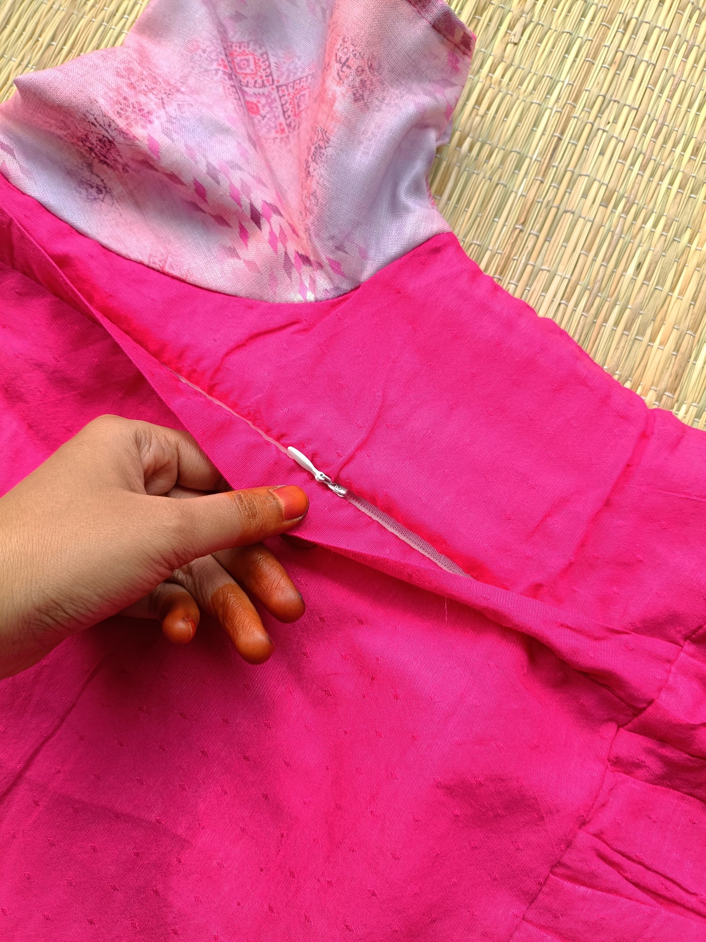 Soft silk - Double side zip  Maternity Maxi/Gown - Festival Collection - Rani pink
