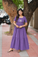 Muslin Cotton Maternity Feeding Dress – Purple | Double Side Nursing Zip( elephant embroidery Design)