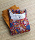 Cotton / Raw silk Maternity Maxi/Gown in center zip - Festival Collection- Full cotton lining - Honey with red flower